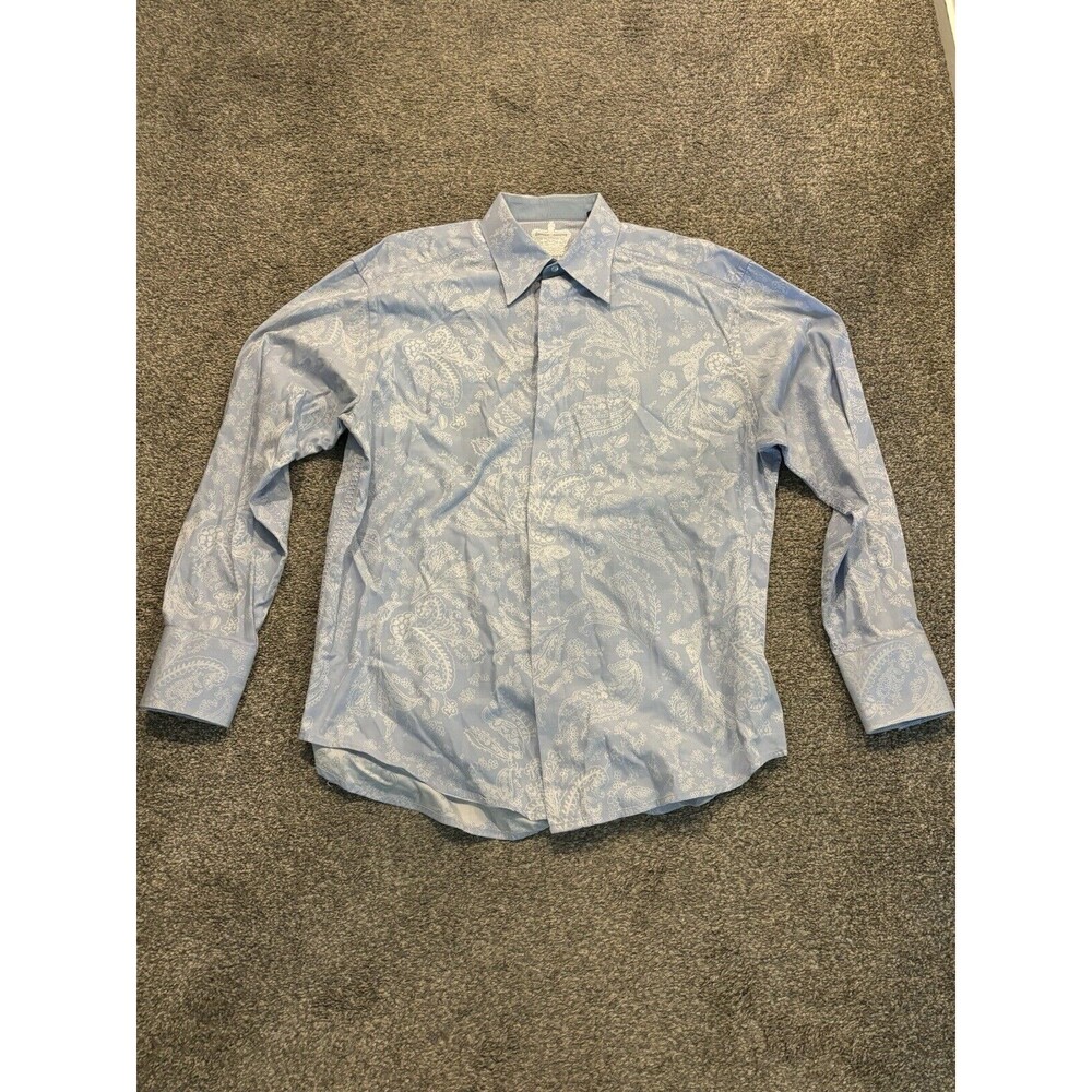 Robert Graham Men Light Blue Paisley Long Sleeve Classic Fit Button-Up Shirt XL
